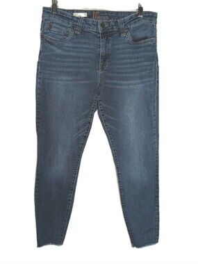 KUT Jeans Ankle Skinny Denim Carlo Women Size 12 Cropped Frayed